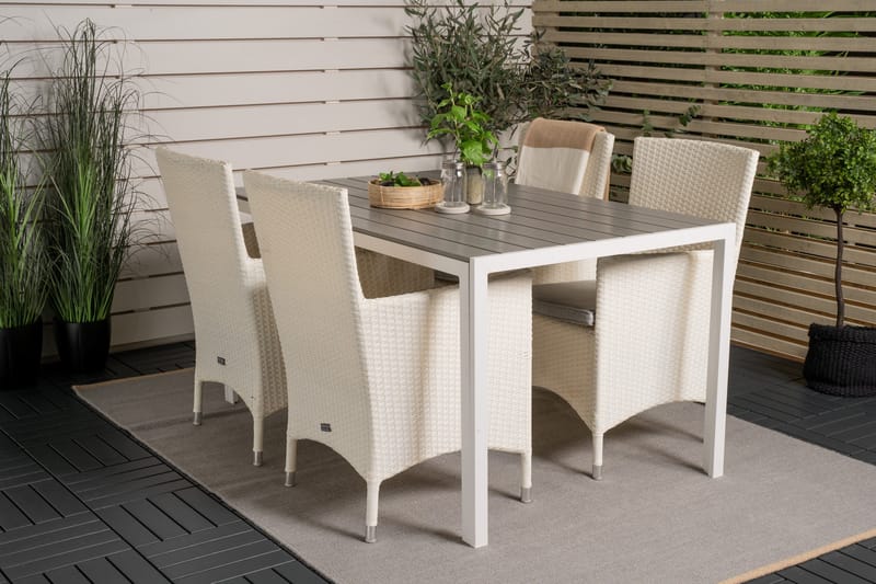 Buitepos Matgrupp inkl 4 Kalkfeld Karmstolar - Polywood/Vit - Möbler - Matplats - Matgrupp & matbord med stolar