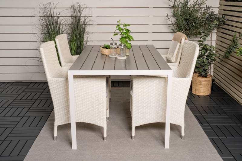 Buitepos Matgrupp inkl 4 Kalkfeld Karmstolar - Polywood/Vit - Möbler - Matplats - Matgrupp & matbord med stolar
