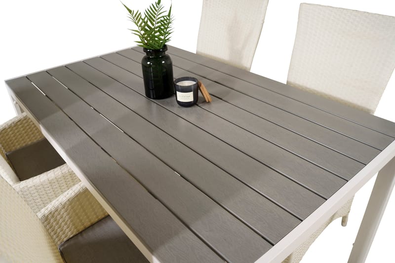 Buitepos Matgrupp inkl 4 Kasika Karmstolar - Polywood/Vit - Utemöbler - Utegrupp - Matgrupper utomhus