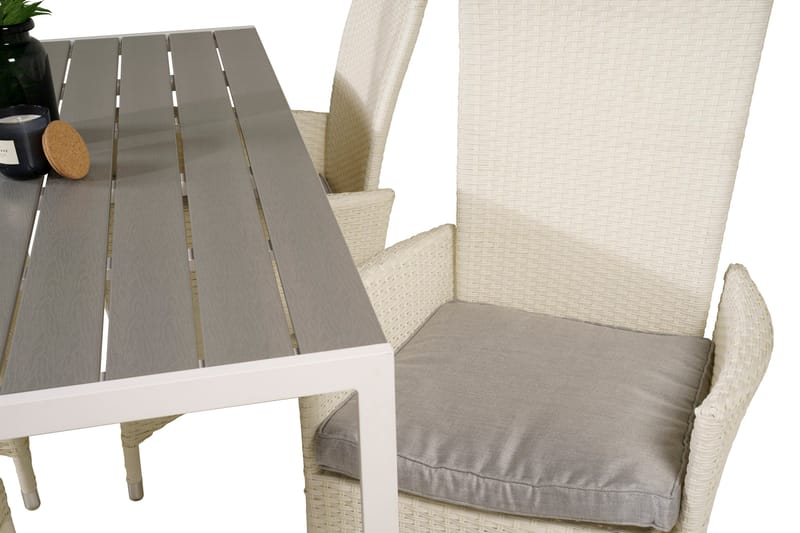 Buitepos Matgrupp inkl 4 Kasika Karmstolar - Polywood/Vit - Utemöbler - Utegrupp - Matgrupper utomhus