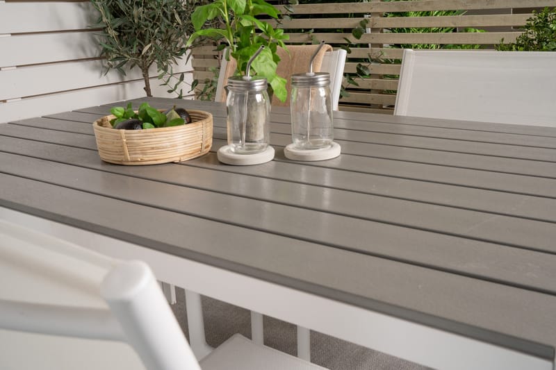 Buitepos Matgrupp inkl 4 Langstrand Karmstolar - Polywood/Vit - Utemöbler - Utegrupp - Matgrupper utomhus