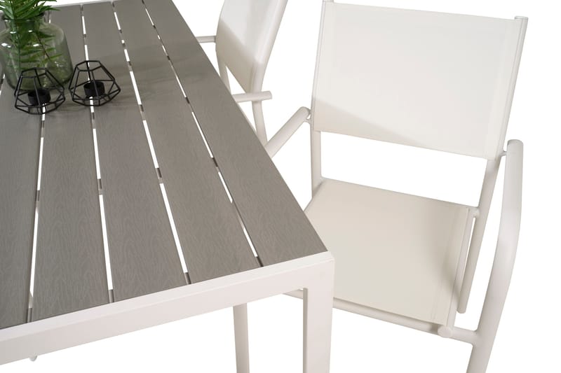 Buitepos Matgrupp inkl 4 Langstrand Karmstolar - Polywood/Vit - Utemöbler - Utegrupp - Matgrupper utomhus