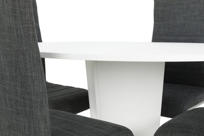 CALLIE Matbord 120 Vit + 4 SALA Stolar Ljusgrå - Matgrupp & matbord med stolar