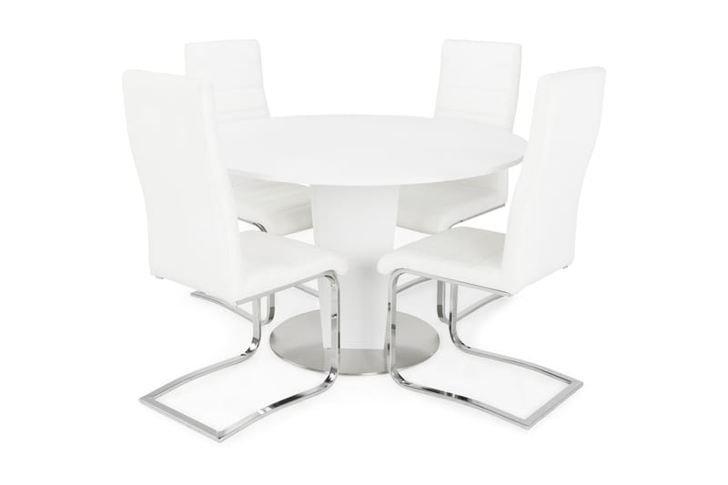 CALLIE Matbord 120 Vit + 4 SALA Stolar Vit - Möbler - Matplats - Matgrupp & matbord med stolar