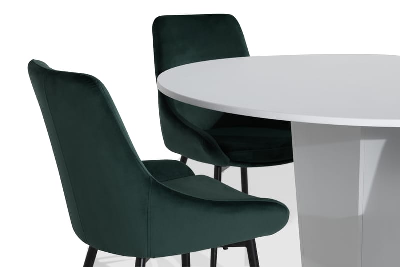 CALLIE Matbord 120 Vit + 4 VIKEN Stol Grön - Matgrupp & matbord med stolar