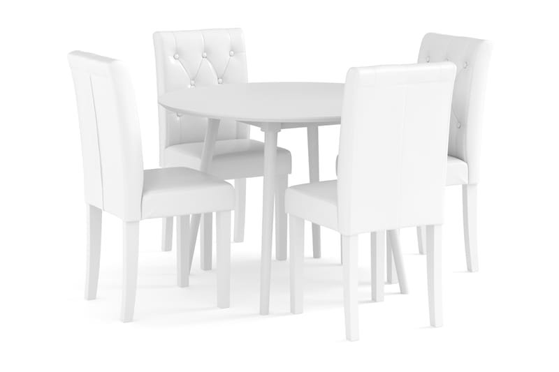 CARCEA Bord 106 cm Rund + 4 BRUNNEVIK Stolar Vit - Möbler - Matplats - Matgrupp & matbord med stolar