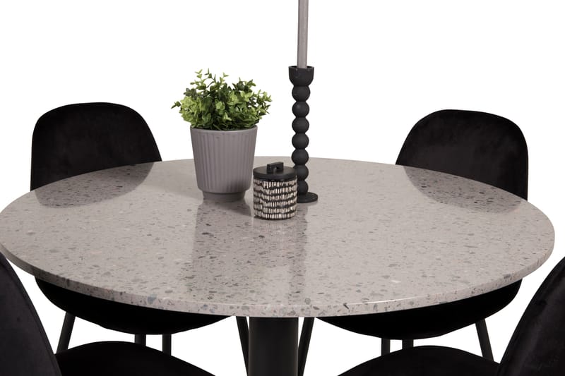 CARRERA Matgrupp 106 cm med 4 PESO Köksstol Grå/Svart - Möbler - Matplats - Matgrupp & matbord med stolar