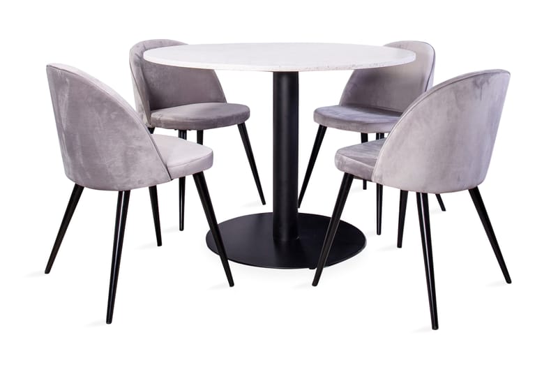 CARRERA Matgrupp 106 cm Rund + 4 ALTEA Sammetsstolar