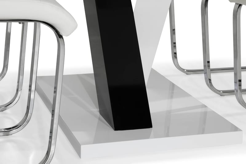 Cesi Matgrupp 140 cm med 4 Cibus Stol - Vit/Svart/Svart PU/Krom - Möbler - Matplats - Matgrupp & matbord med stolar