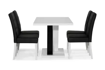 Cesi Matgrupp 140 cm med 4 Viktor Stol - Vit/Svart/Svart PU - Möbler - Matplats - Matgrupp & matbord med stolar
