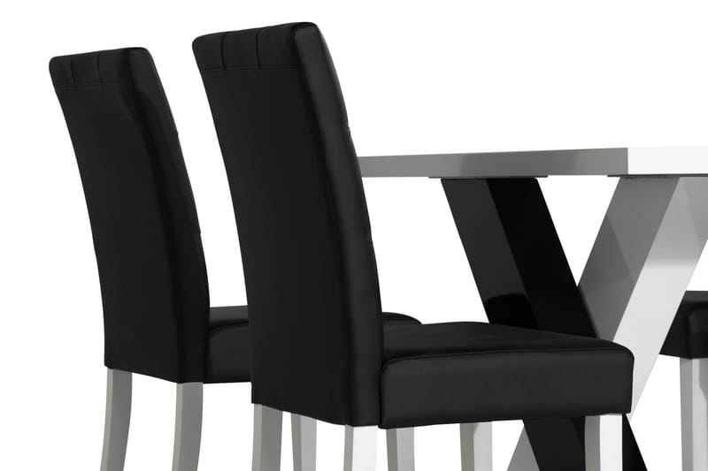 Cesi Matgrupp 140 cm med 4 Viktor Stol - Vit/Svart/Svart PU - Möbler - Matplats - Matgrupp & matbord med stolar