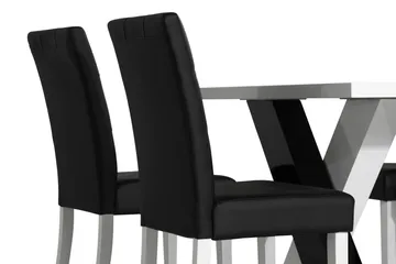Cesi Matgrupp 140 cm med 4 Viktor Stol - Vit/Svart/Svart PU - Möbler - Matplats - Matgrupp & matbord med stolar