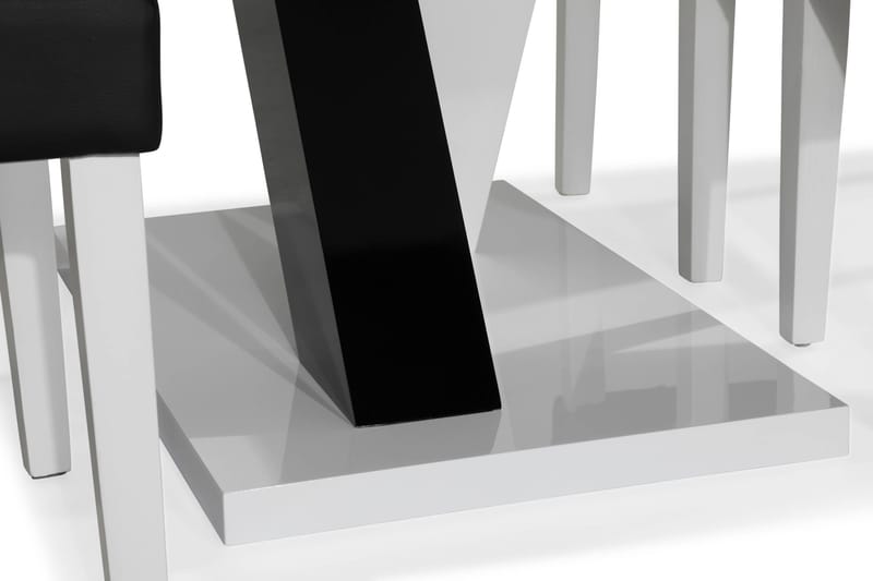 Cesi Matgrupp 140 cm med 4 Viktor Stol - Vit/Svart/Svart PU - Möbler - Matplats - Matgrupp & matbord med stolar