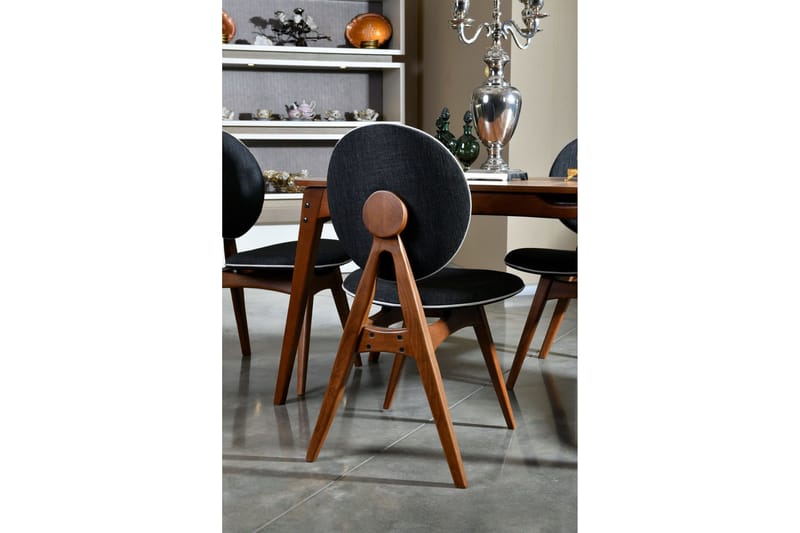 Charbel Matgrupp 160 cm med 4 matstolar - Valnöt/Antracit - Möbler - Matplats - Matgrupp & matbord med stolar