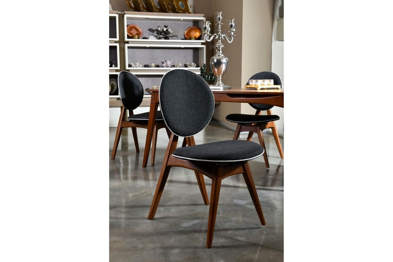 Charbel Matgrupp 160 cm med 4 matstolar - Valnöt/Antracit - Möbler - Matplats - Matgrupp & matbord med stolar