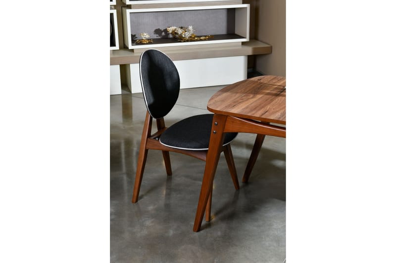 Charbel Matgrupp 160 cm med 4 matstolar - Valnöt/Antracit - Möbler - Matplats - Matgrupp & matbord med stolar