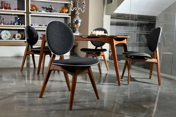 Charbel Matgrupp 160 cm med 4 matstolar - Valnöt/Antracit - Möbler - Matplats - Matgrupp & matbord med stolar