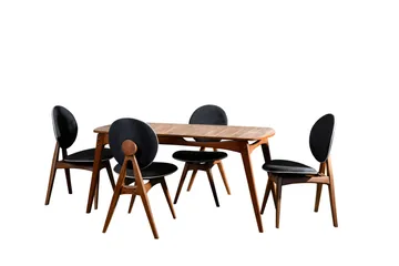 Charbel Matgrupp 160 cm med 4 matstolar - Valnöt/Antracit - Möbler - Matplats - Matgrupp & matbord med stolar