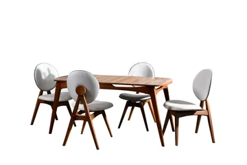 Charbel Matgrupp 160 cm med 4 matstolar - Valnöt/Cream - Möbler - Matplats - Matgrupp & matbord med stolar