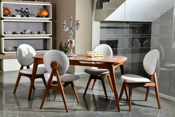 Charbel Matgrupp 160 cm med 4 matstolar - Valnöt/Cream - Möbler - Matplats - Matgrupp & matbord med stolar