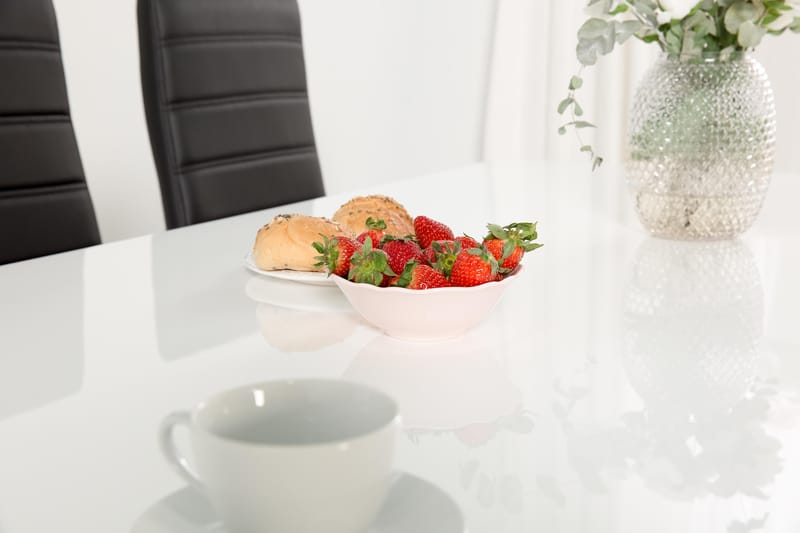 Cibus Matgrupp 180 cm med 6 Stolar - Vit/Svart Konstläder - Möbler - Matplats - Matgrupp & matbord med stolar