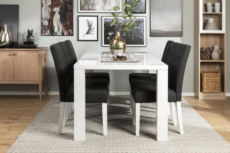 Cibus Matgrupp 180 cm med 6 Viktor Stol - Vit/Mörkgrå - Möbler - Matplats - Matgrupp & matbord med stolar