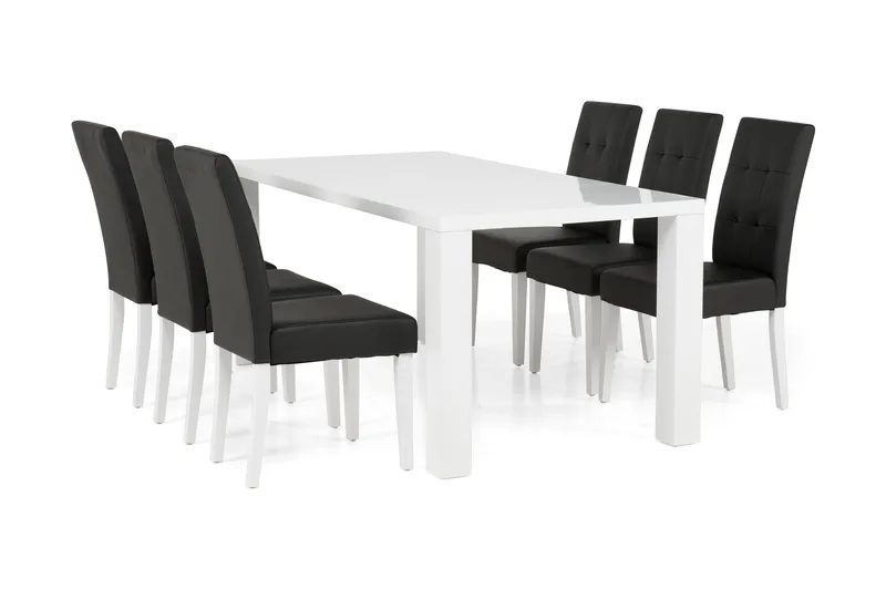 Cibus Matgrupp 180 cm med 6 Viktor Stol - Vit/Svart - Möbler - Matplats - Matgrupp & matbord med stolar