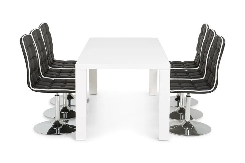 Cibus Matgrupp med 6 st Frida Stolar - Vit/Svart - Möbler - Matplats - Matgrupp & matbord med stolar