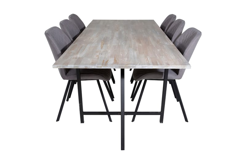 CIRO Matbord 250 cm Grå/Svart + 6 CORTES Stolar - Matgrupp & matbord med stolar