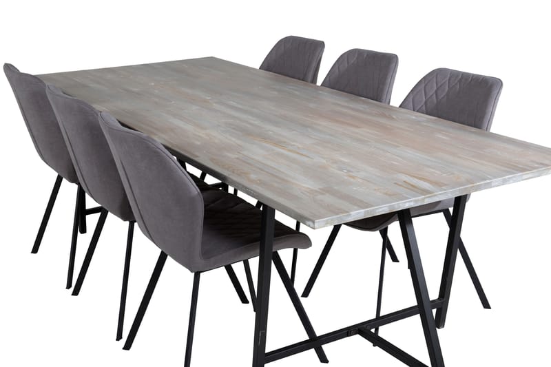 CIRO Matbord 250 cm Grå/Svart + 6 CORTES Stolar - Matgrupp & matbord med stolar