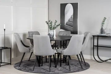 Copenhagen Matgrupp 140 cm Rund med 6 Velvet Deluxe stolar - Möbler - Matplats - Matgrupp & matbord med stolar