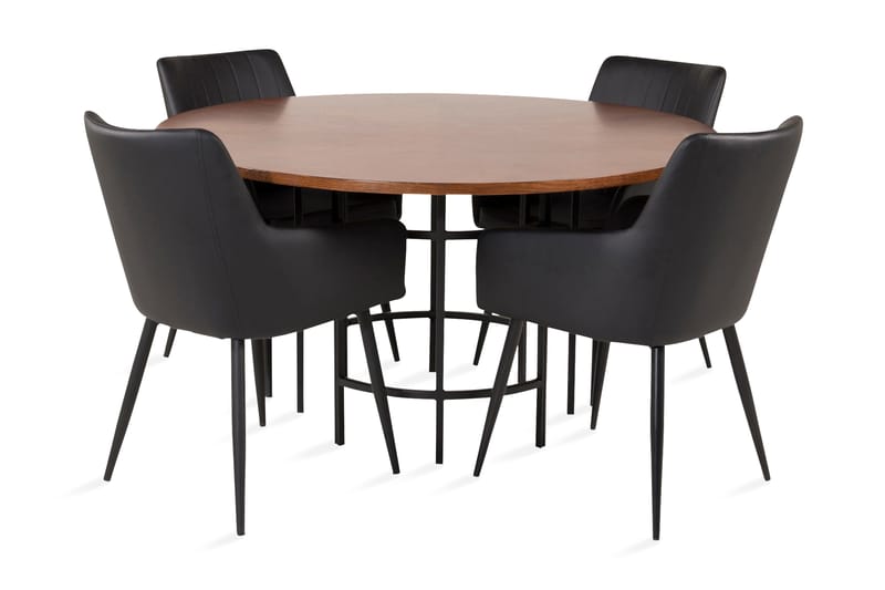 COPENHAGEN Matgrupp + 4 CASPIAN Karmstolar Konstläder Svart - Matgrupp & matbord med stolar