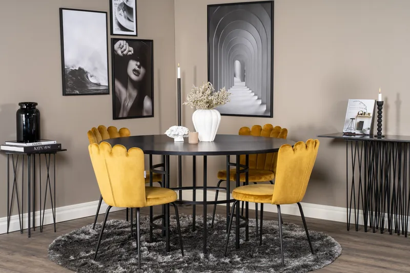Copenhagen Matgrupp med 4 Limhamn Matstolar Gul - Furniture Fashion - Möbler - Matplats - Matgrupp & matbord med stolar