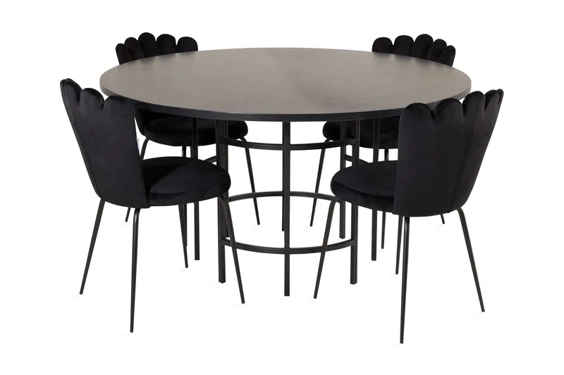 Copenhagen Matgrupp med 4 Limhamn Matstolar Svart, Furniture Fashion