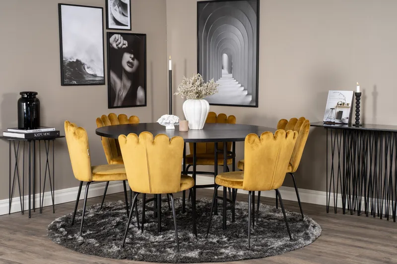Copenhagen Matgrupp med 6 Limhamn Matstolar Gul - Furniture Fashion - Möbler - Matplats - Matgrupp & matbord med stolar