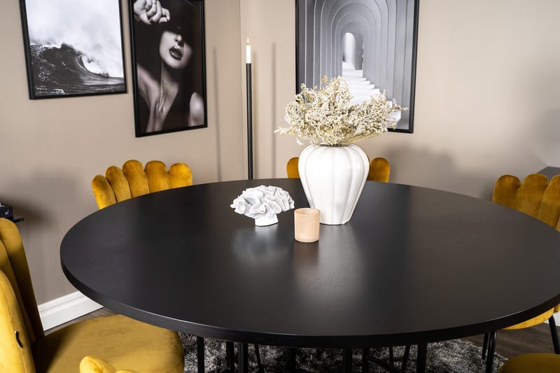 Copenhagen Matgrupp med 6 Limhamn Matstolar Gul - Furniture Fashion - Möbler - Matplats - Matgrupp & matbord med stolar