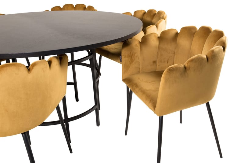 Copenhagen Matgrupp med 6 Limhamn Matstolar Gul - Furniture Fashion - Möbler - Matplats - Matgrupp & matbord med stolar