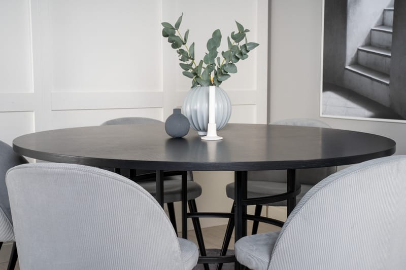 Copenhagen Matgrupp med 6 Valerie Matstolar Manchester Grå/S - Furniture Fashion - Möbler - Matplats - Matgrupp & matbord med stolar