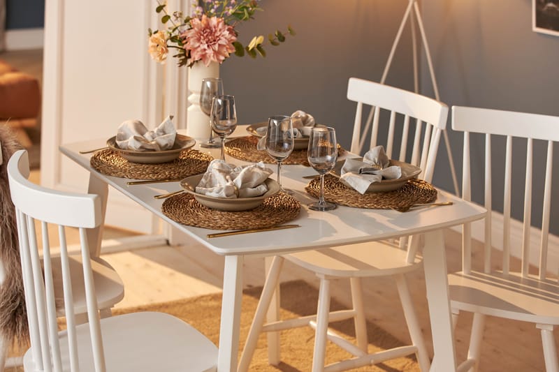 CORABIA Matgrupp + 4 st FURZE Matstolar Vit/Ek - Möbler - Matplats - Matgrupp & matbord med stolar