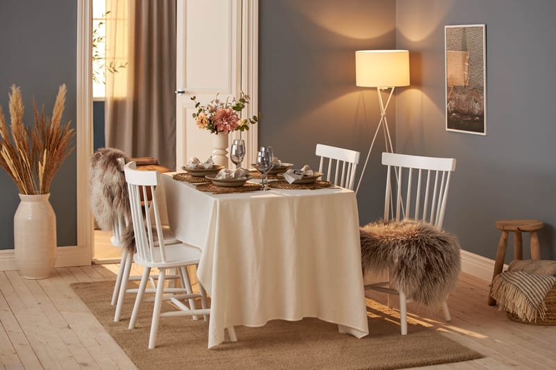 CORABIA Matgrupp + 4 st FURZE Matstolar Vit/Ek - Möbler - Matplats - Matgrupp & matbord med stolar