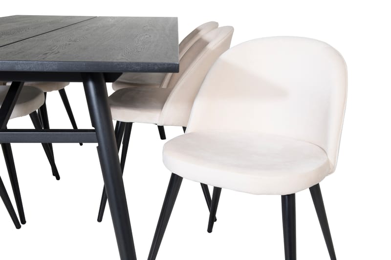 DAGAVID Matbord 195 cm Svart + 6 ALTEA Sammetsstolar Beige - Möbler - Matplats - Matgrupp & matbord med stolar