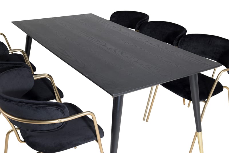 Daicy Matgrupp 180 cm inkl 6 Arcarazo Fåtöljer - Svart/Mässing - Möbler - Matplats - Matgrupp & matbord med stolar
