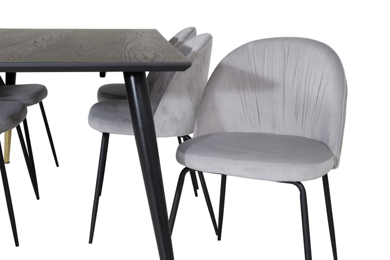 Daicy Matgrupp 180 cm inkl 6 Foyos Stolar - Svart/Mässing/Grå - Möbler - Matplats - Matgrupp & matbord med stolar
