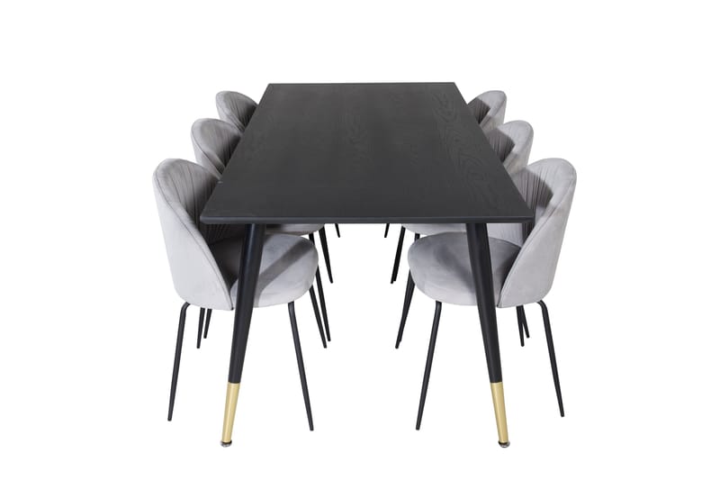 Daicy Matgrupp 180 cm inkl 6 Foyos Stolar - Svart/Mässing/Grå - Möbler - Matplats - Matgrupp & matbord med stolar