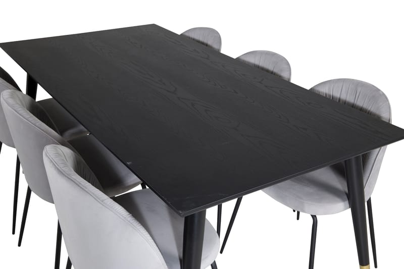 Daicy Matgrupp 180 cm inkl 6 Foyos Stolar - Svart/Mässing/Grå - Möbler - Matplats - Matgrupp & matbord med stolar