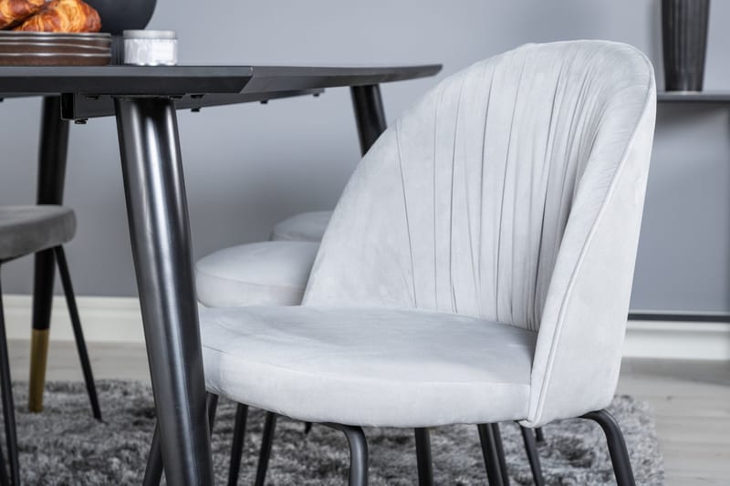 Daicy Matgrupp 180 cm inkl 6 Foyos Stolar - Svart/Mässing/Grå - Möbler - Matplats - Matgrupp & matbord med stolar