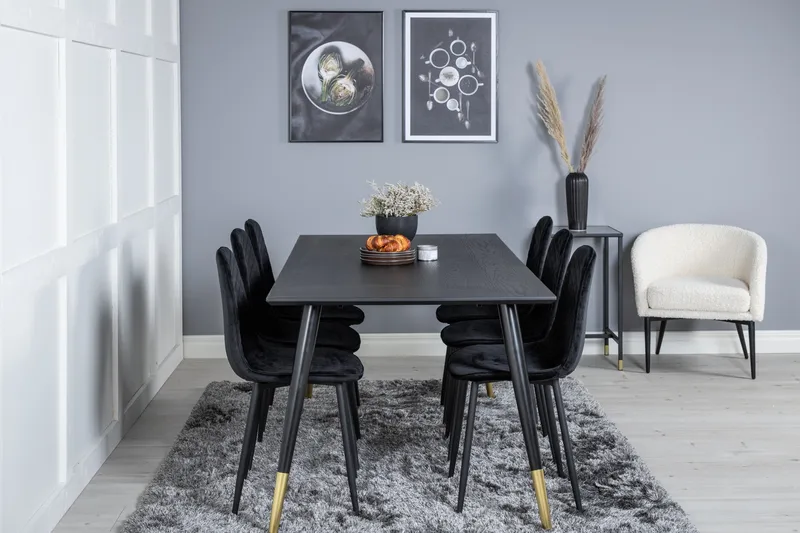 Daicy Matgrupp 180 cm inkl 6 Ypas Stolar - Svart/Mässing - Möbler - Matplats - Matgrupp & matbord med stolar