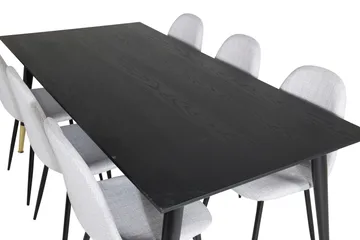 Daicy Matgrupp 180 cm inkl 6 Ypas Stolar - Svart/Mässing/Grå - Möbler - Matplats - Matgrupp & matbord med stolar