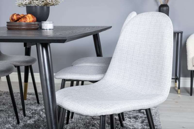 Daicy Matgrupp 180 cm inkl 6 Ypas Stolar - Svart/Mässing/Grå - Möbler - Matplats - Matgrupp & matbord med stolar