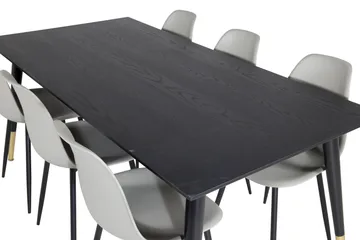 Daicy Matgrupp 180 cm inkl 6 Ypas Stolar - Svart/Mässing/Grå - Möbler - Matplats - Matgrupp & matbord med stolar
